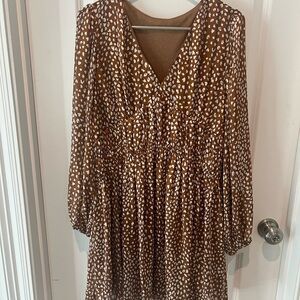 Brown and White Patterned Dress size medium